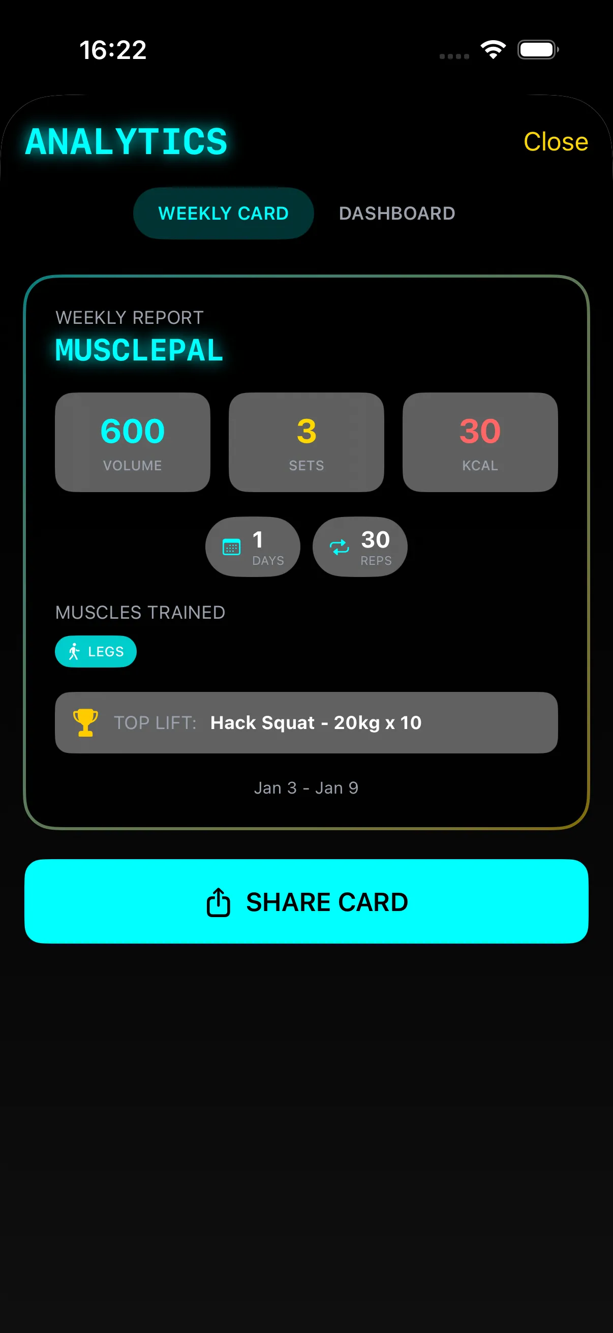 MusclePal Exercise Log