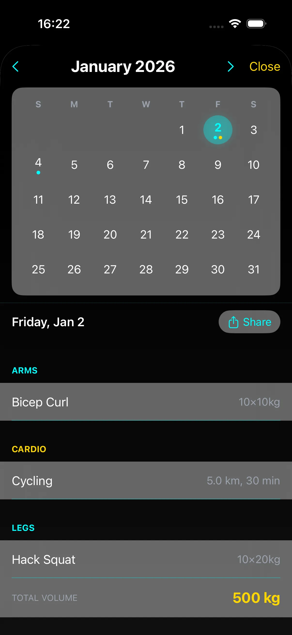 MusclePal Progress Tracking