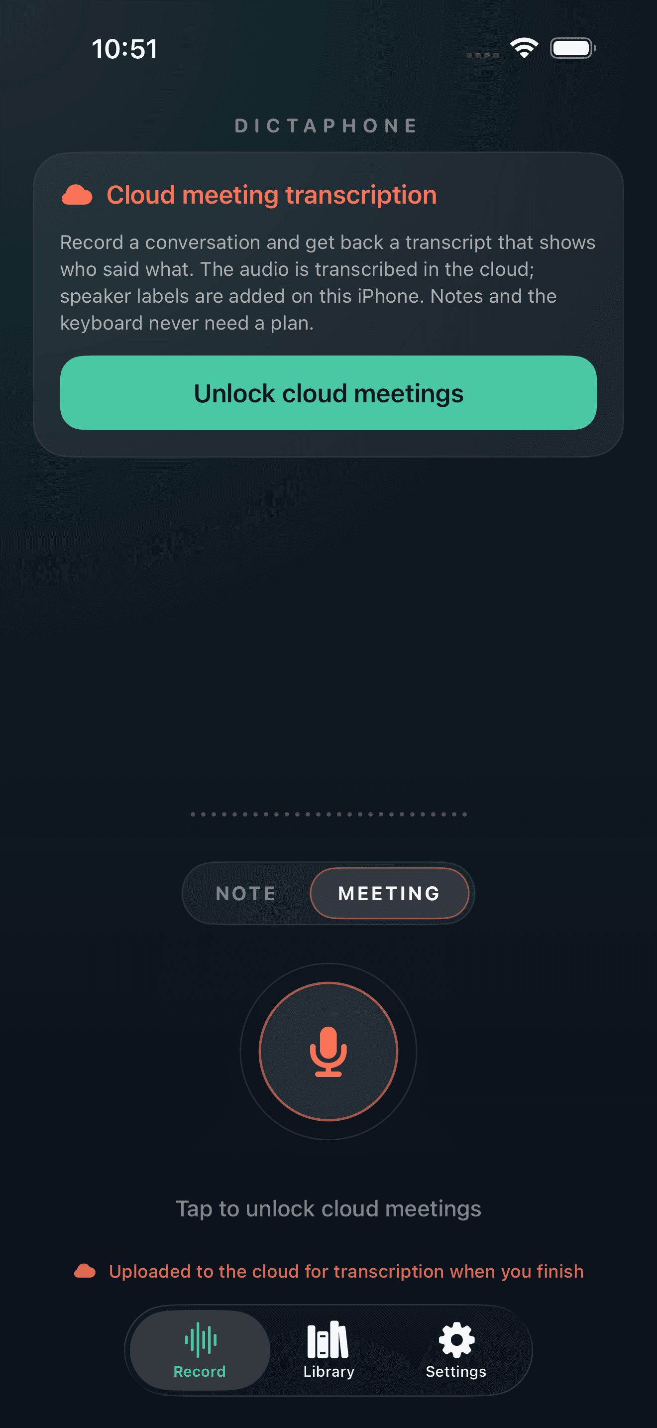 Dictaphone meeting recording mode