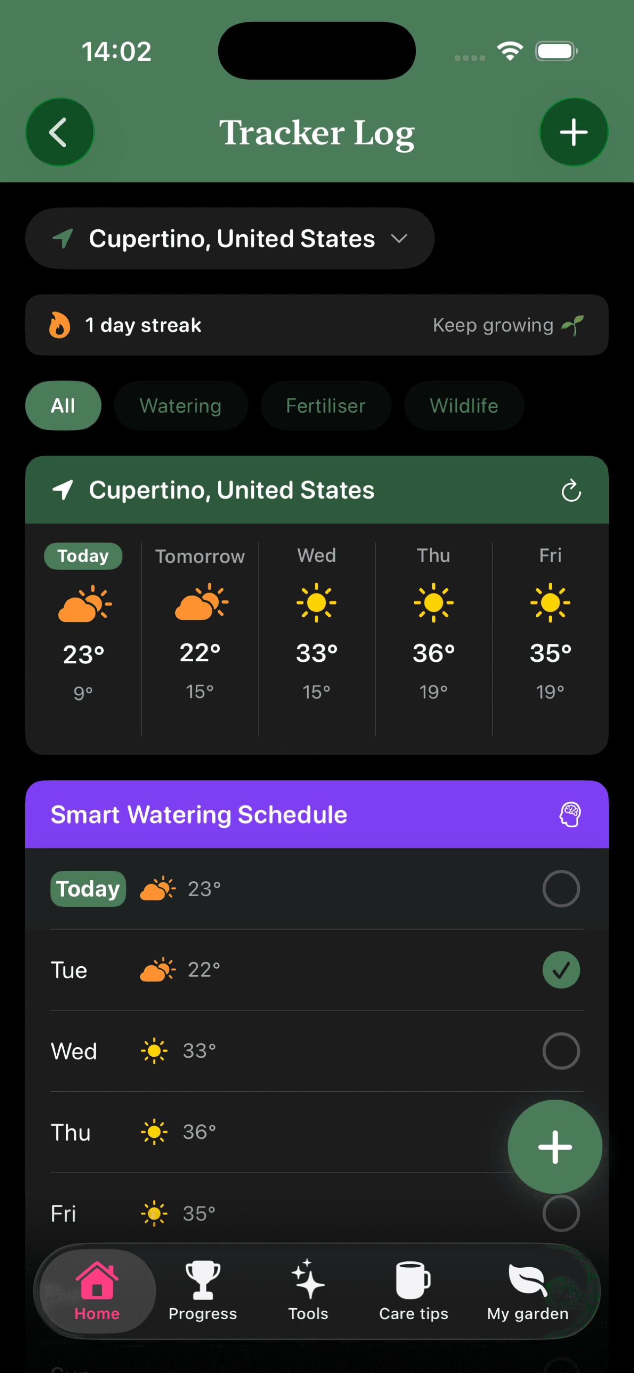 Tracker Log & Smart Watering